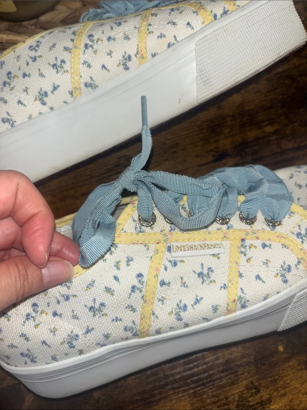Superga love shack fancy colab Floral Canvas Sneakers in White, Blue, and Yellow